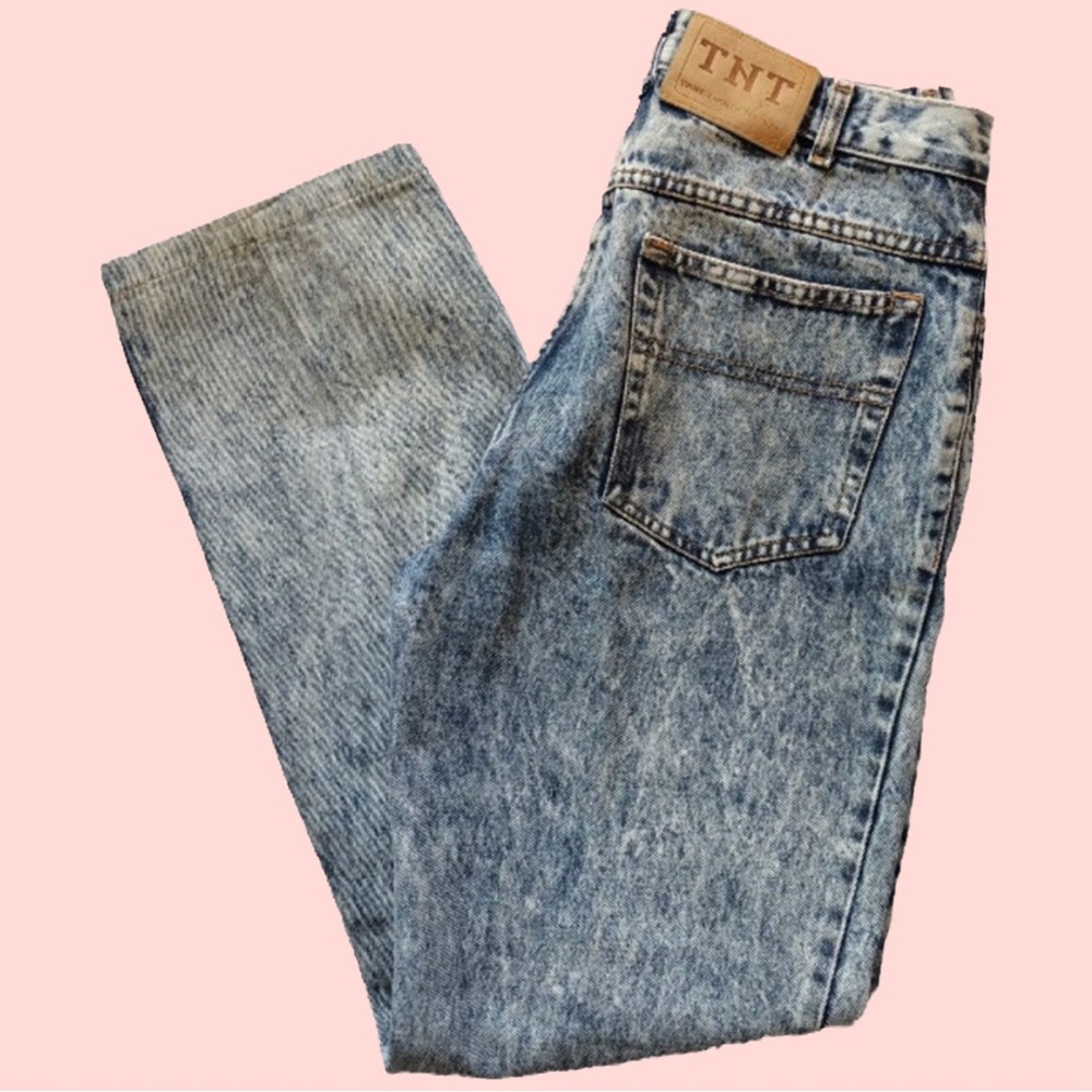 Vintage 90s TNT 29x30 Distressed Acid Wash Denim Jeans High Rise Unisex